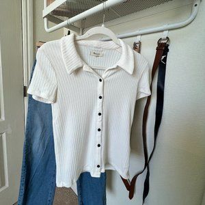Madewell Ribbed Polo Button Front Tee